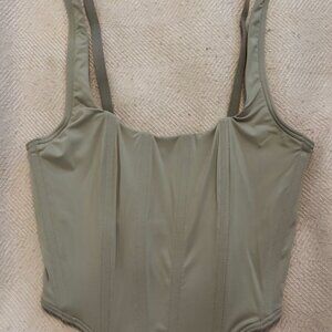 Gilly Hick's brown corset top